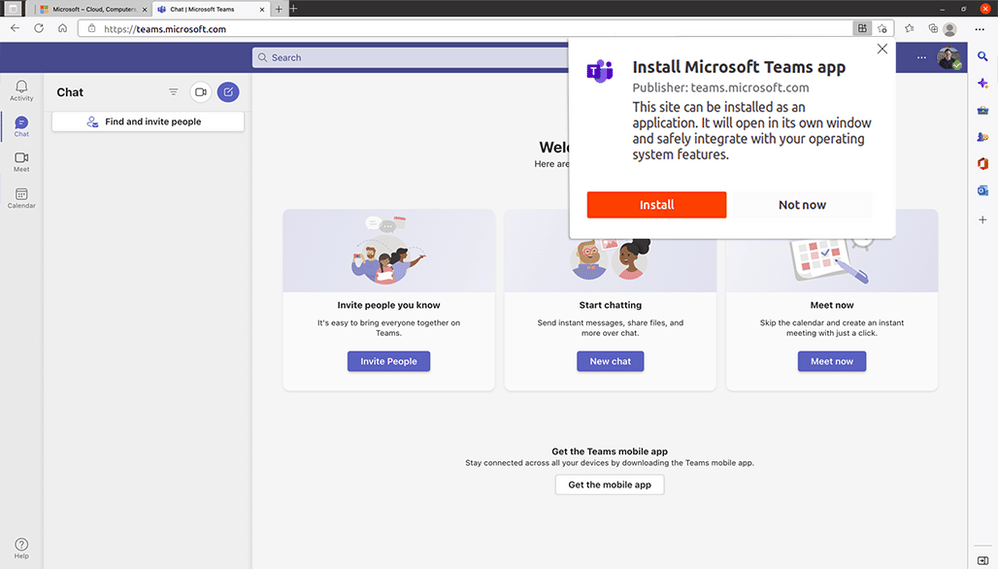 thumbnail image 1 captioned Accessing the Linux PWA on Microsoft Teams through Microsoft Edge