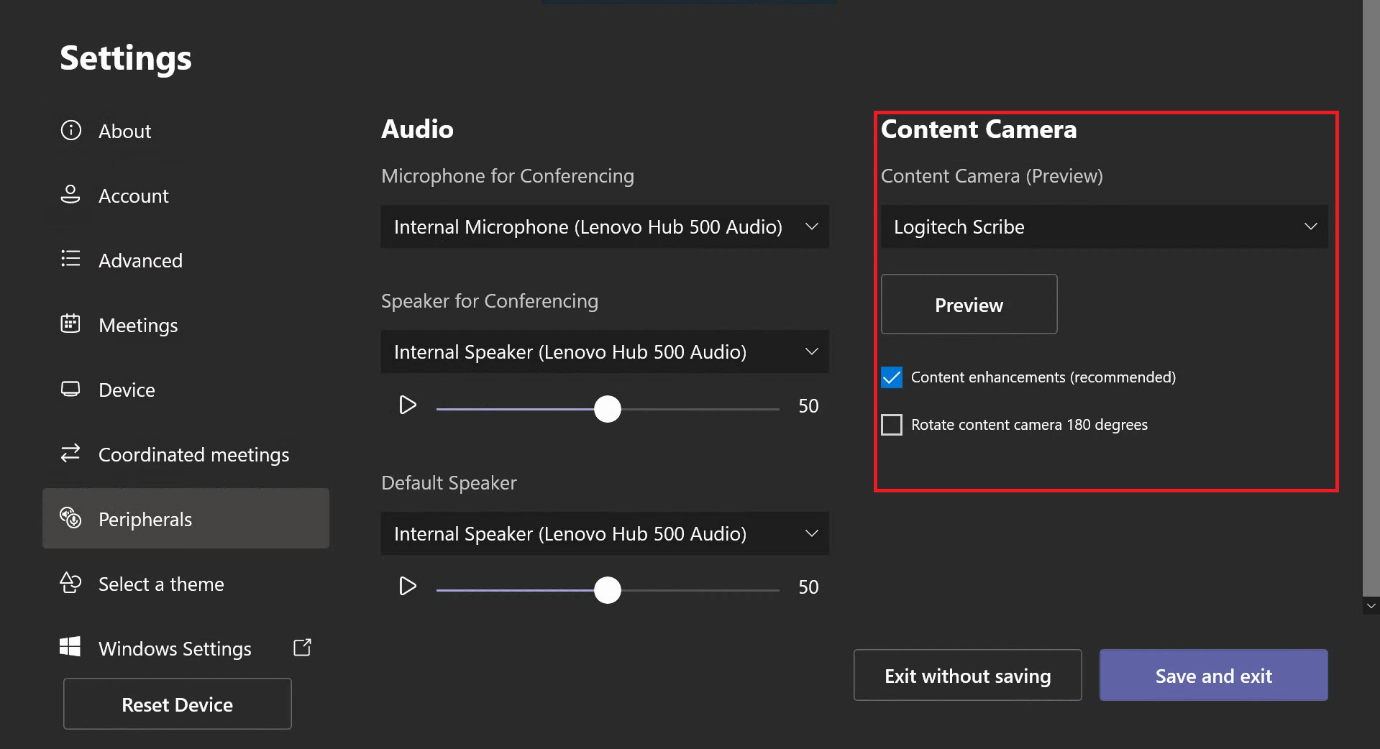 Content camera setup.